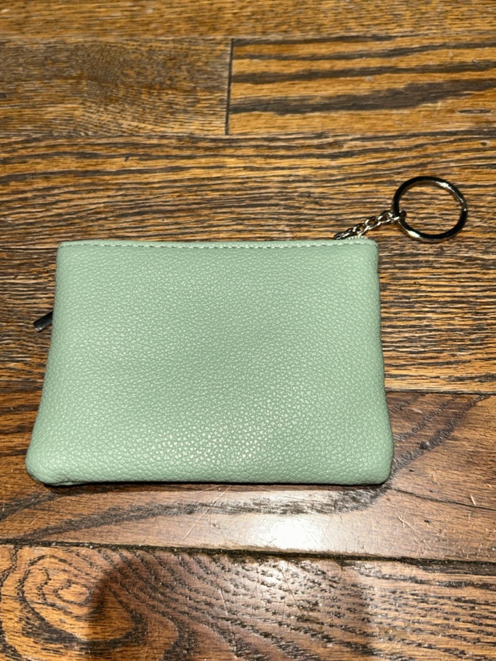 Minimal Double-Zip Keychain Coin Purse in Sage Green - Picture 5 of 7